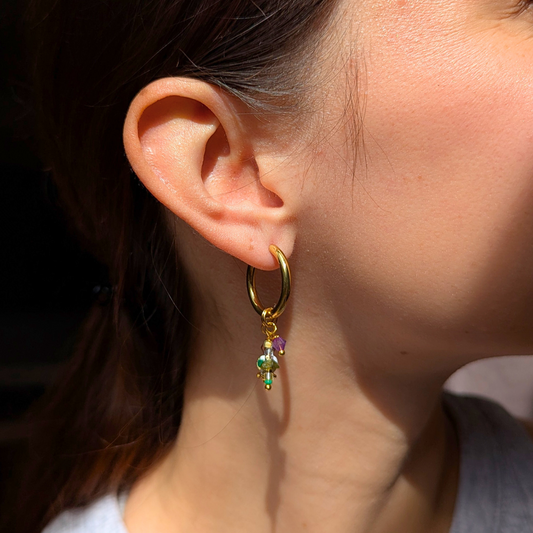 Golden Harmony | Creolen | Perlenmix Anhänger | gold | bunt