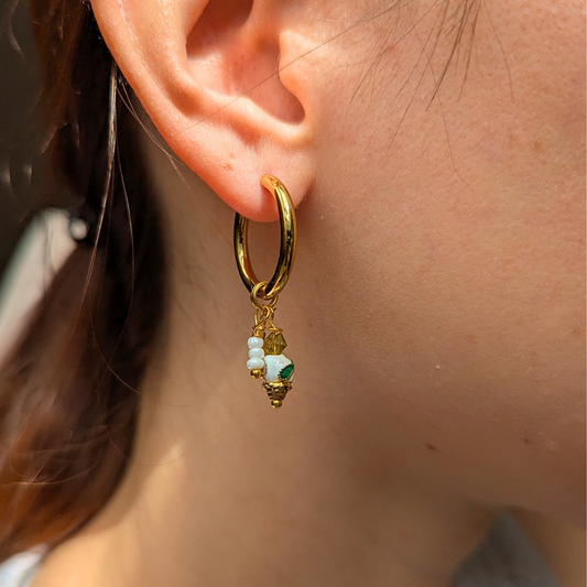 Golden Ivy | Creolen | Perlenmix Anhänger | gold | bunt