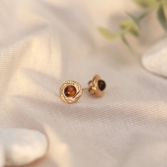 Golden Eye | Ohrstecker | Tigerauge | gold | braun