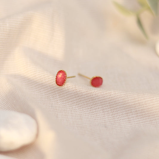 Golden Coral | Mini Ohrstecker | Spinell | gold | korallenrot