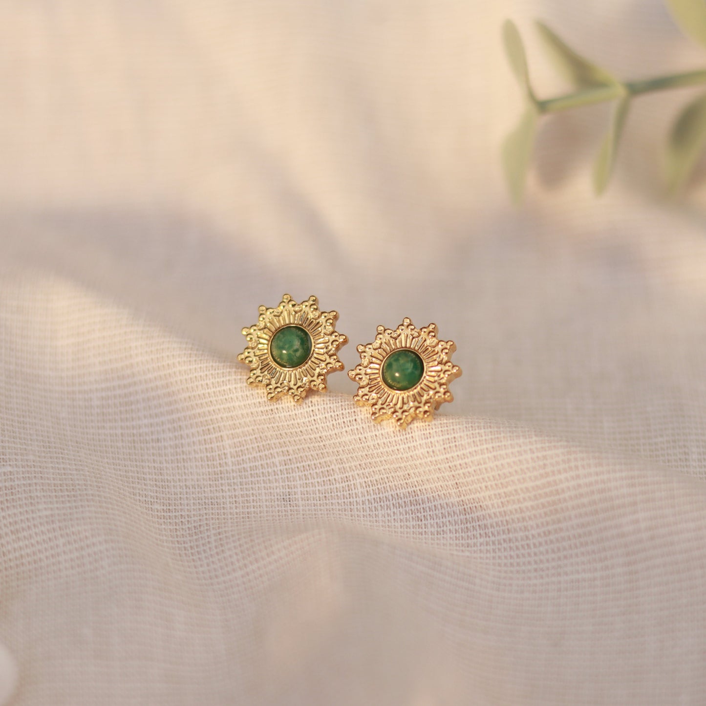 Starlight Green | Ohrstecker | Achat | gold | grün