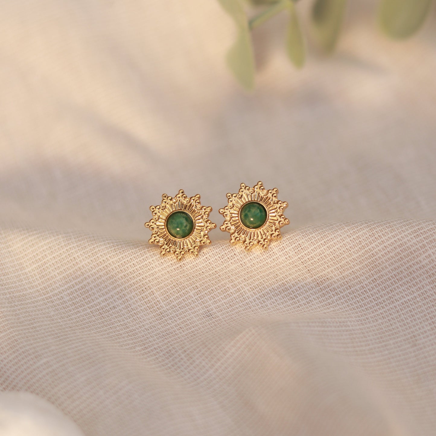 Starlight Green | Ohrstecker | Achat | gold | grün