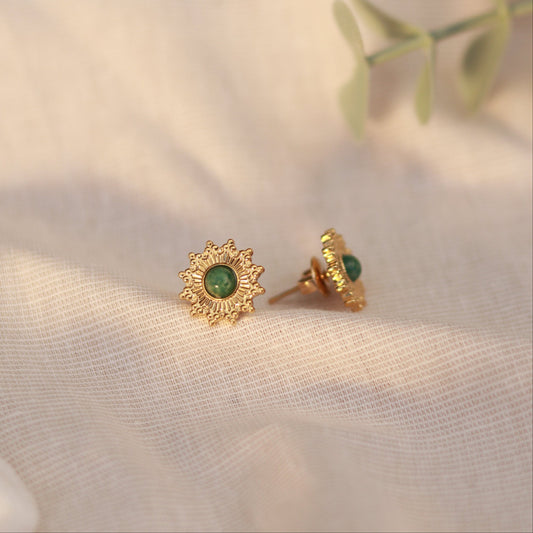 Starlight Green | Ohrstecker | Achat | gold | grün