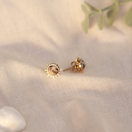 Sunlit Marble | Ohrstecker | Aragonit | gold | creme | marmoriert