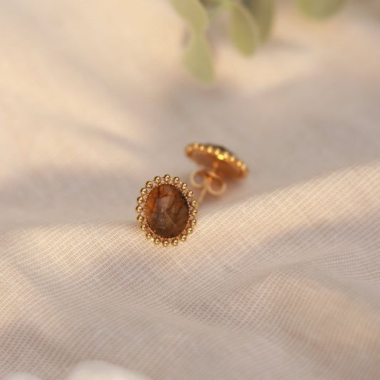 Golden Earth | ovale Ohrstecker | Jaspis | gold | grünbraun