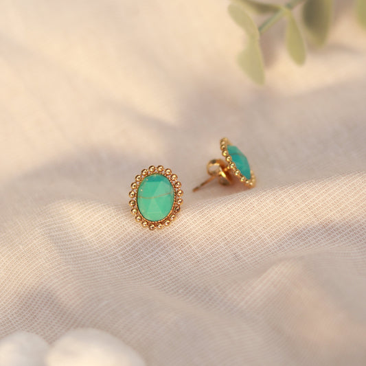 Golden Breeze | ovale Ohrstecker | gold | türkis