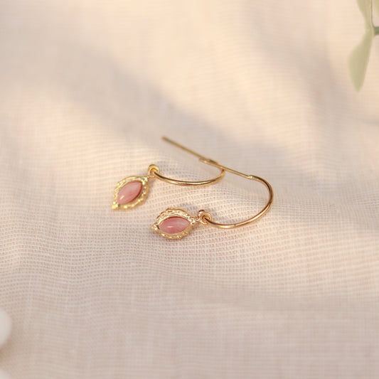 Rosy Charm | Creolen | Rhodonit Anhänger | gold | altrosa