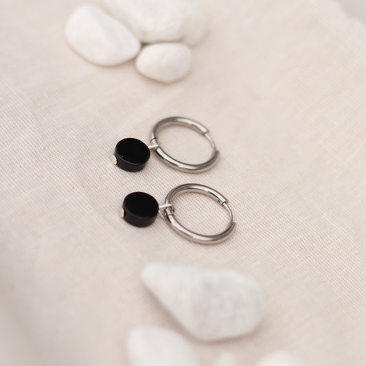 Silver Grace | Creolen | Perlenmix Anhänger | silber | schwarz