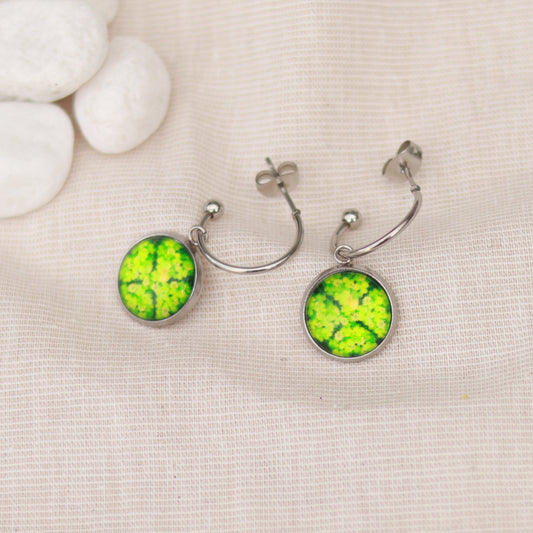 Kleeblatt | Creolen | Cabochon Anhänger | silber | grün