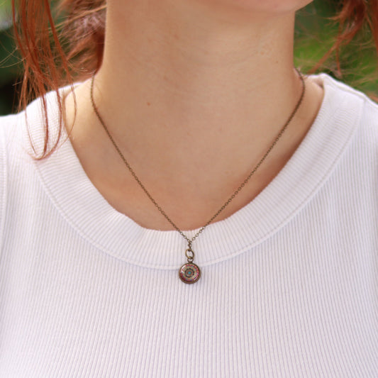 Cabochon Kette | Halskette mit Anhänger | bronzefarben