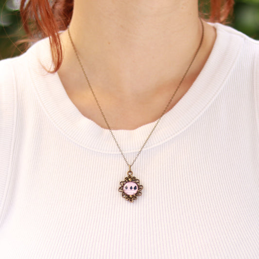 Cabochon Kette | Halskette mit Anhänger | bronzefarben