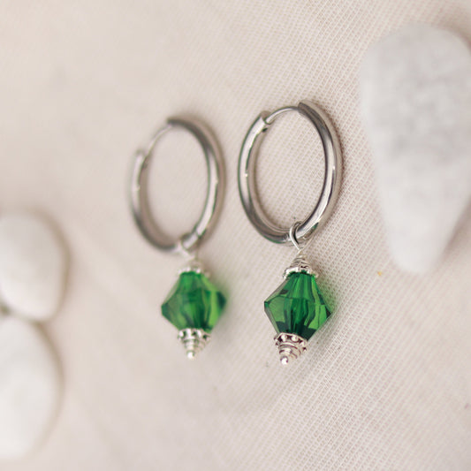 Silver Aura | Creolen | Perlenmix Anhänger | silber | grün