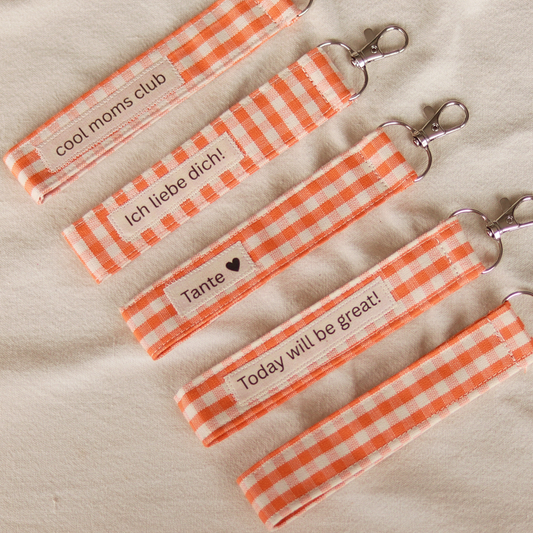 Schlüsselanhänger Karo orange