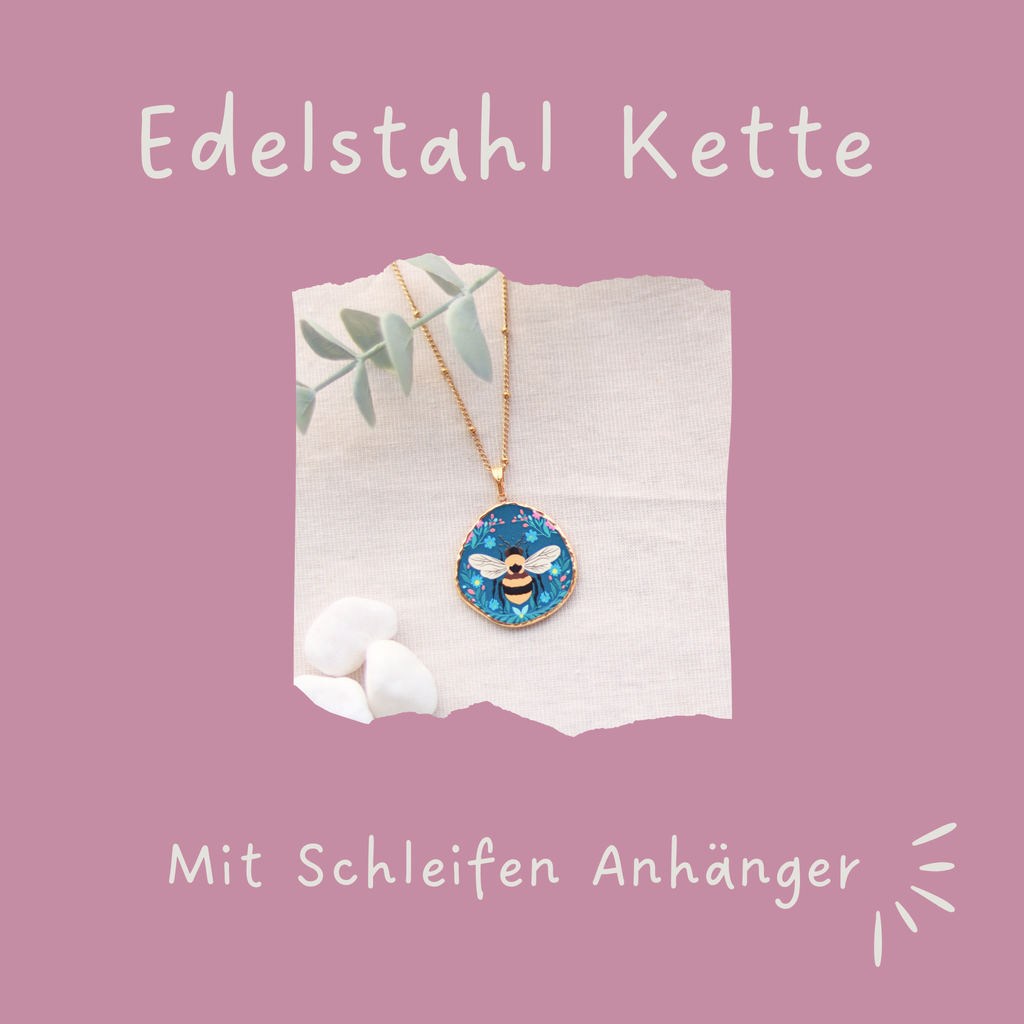 Biene | Halskette mit Emaille Anhänger | gold