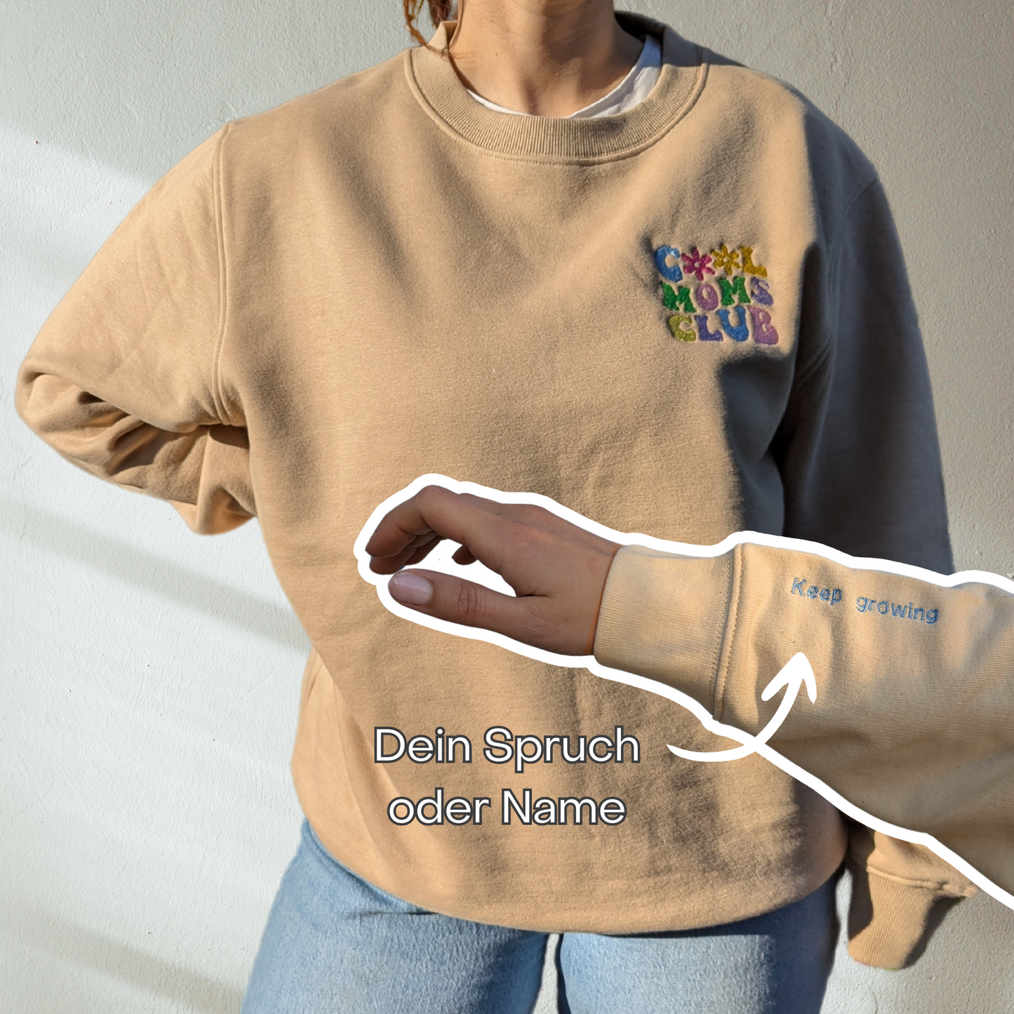 Cool Moms Club besticktes Sweatshirt personalisierbar