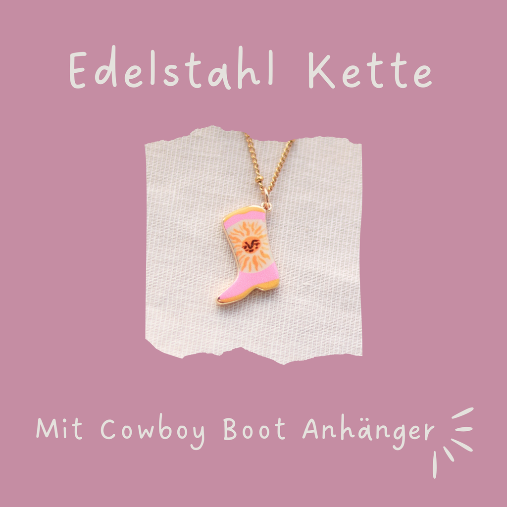 Cowboy Boots | Halskette mit Emaille Anhänger | gold