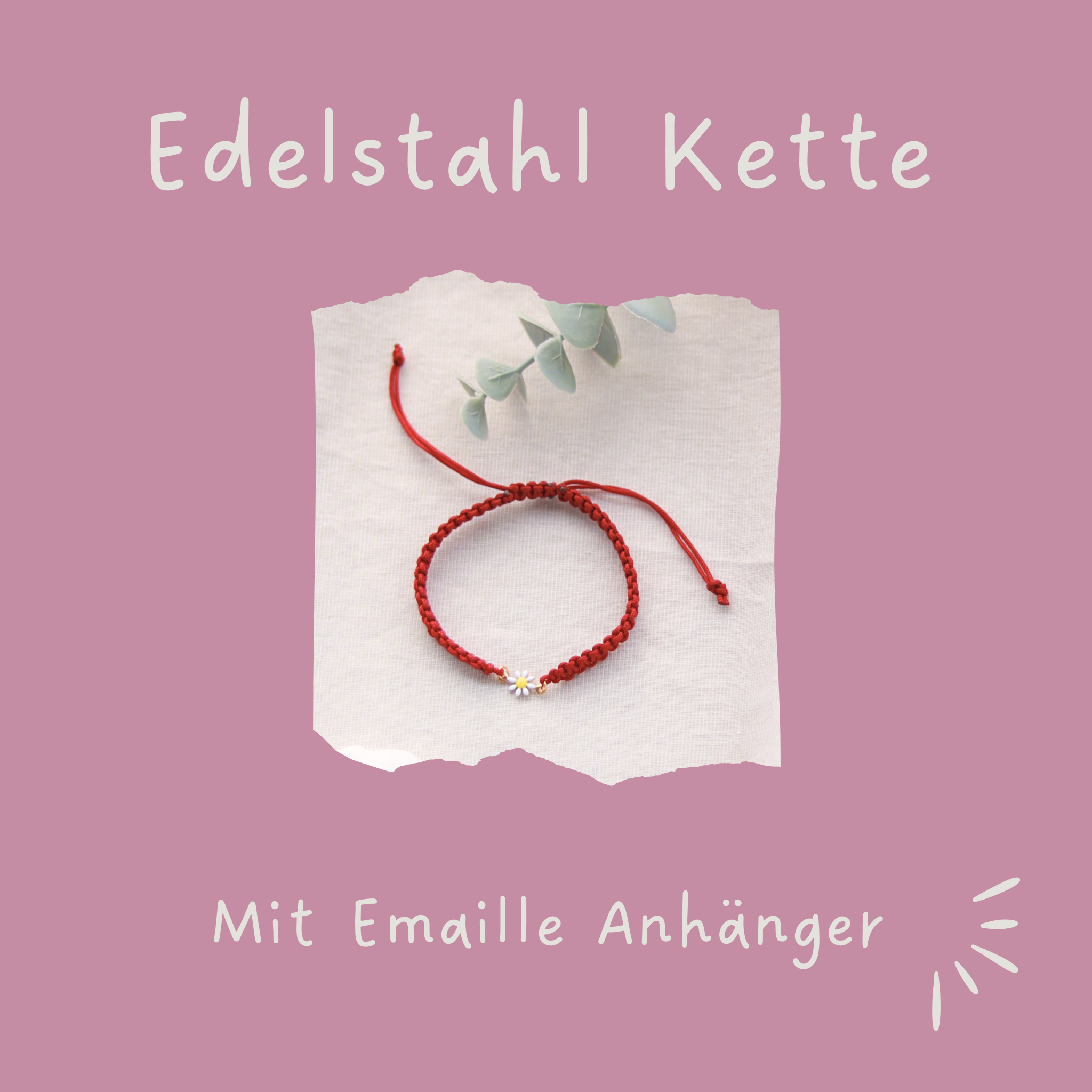 Gänseblümchen | Makramee Stoffarmband | Geschenk Armband | dunkelrot