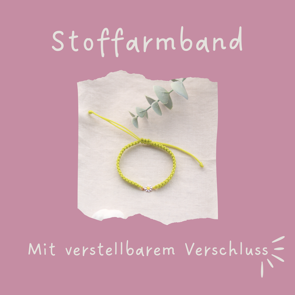 Gänseblümchen | Makramee Stoffarmband | Geschenk Armband | hellgrün