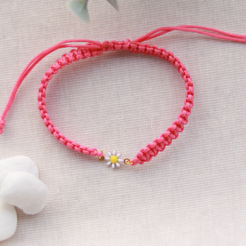 Gänseblümchen | Makramee Stoffarmband | Geschenk Armband | pink