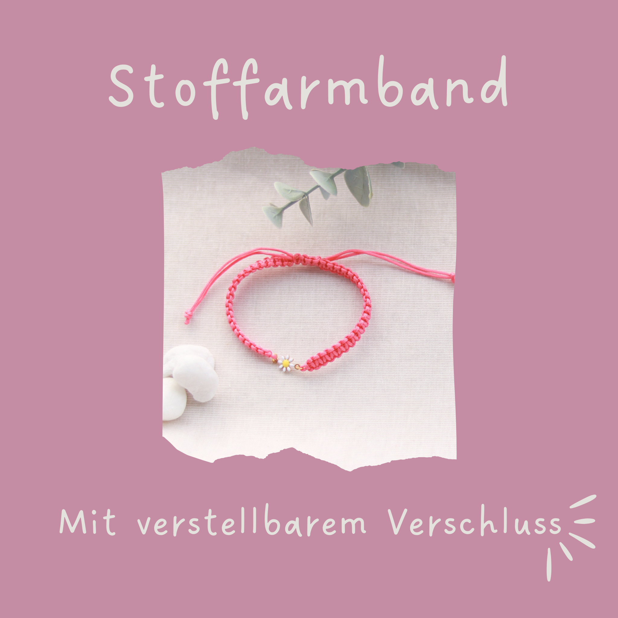 Gänseblümchen | Makramee Stoffarmband | Geschenk Armband | pink