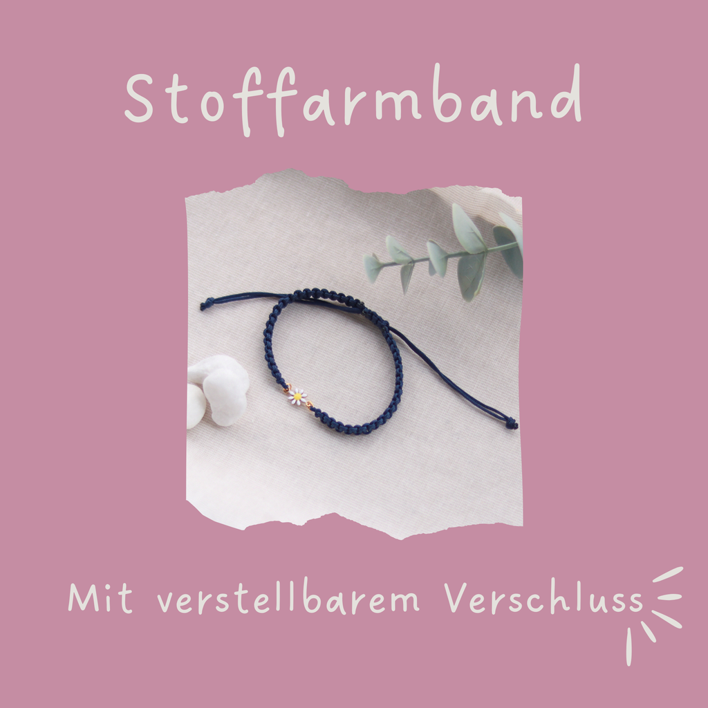 Gänseblümchen | Makramee Stoffarmband | Geschenk Armband | dunkelblau