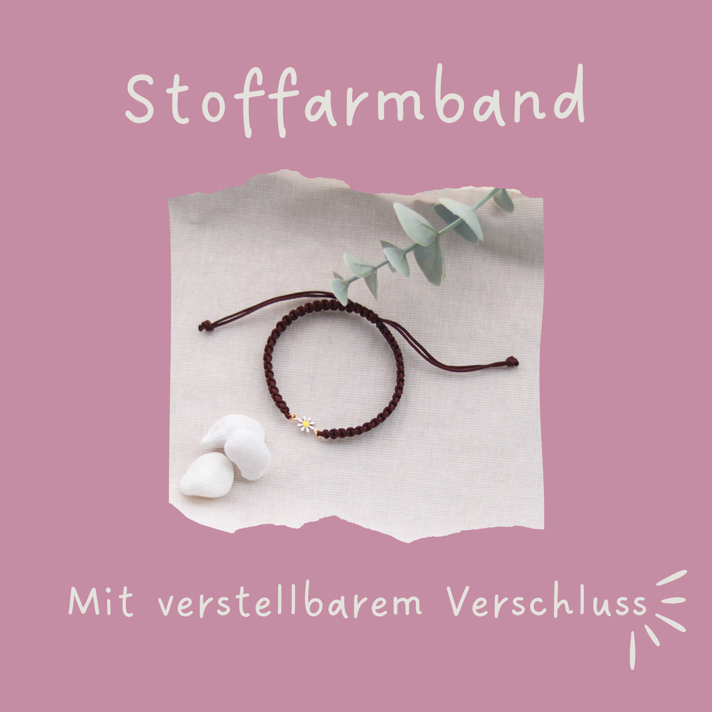 Gänseblümchen | Makramee Stoffarmband | Geschenk Armband | dunkelbraun