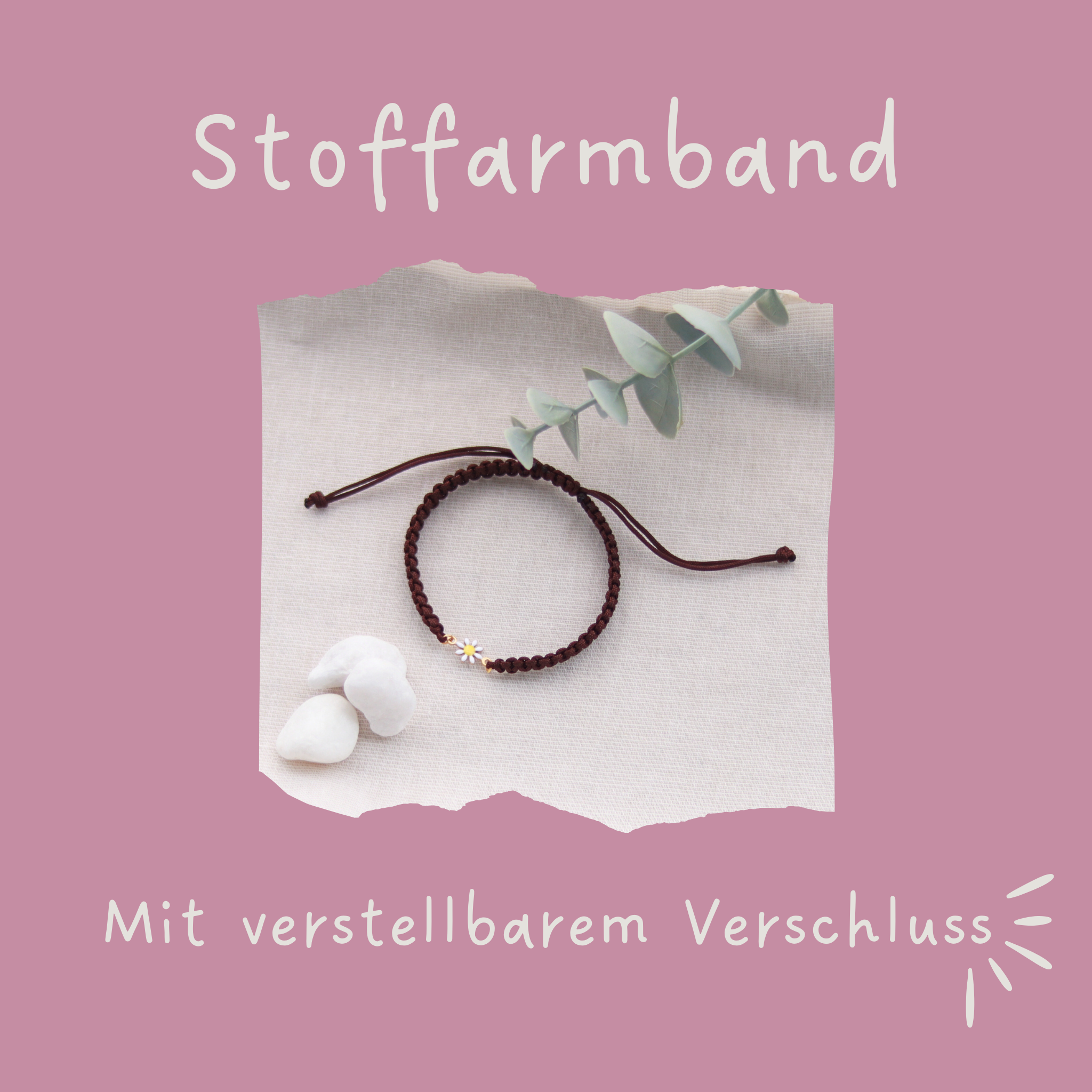 Gänseblümchen | Makramee Stoffarmband | Geschenk Armband | dunkelbraun