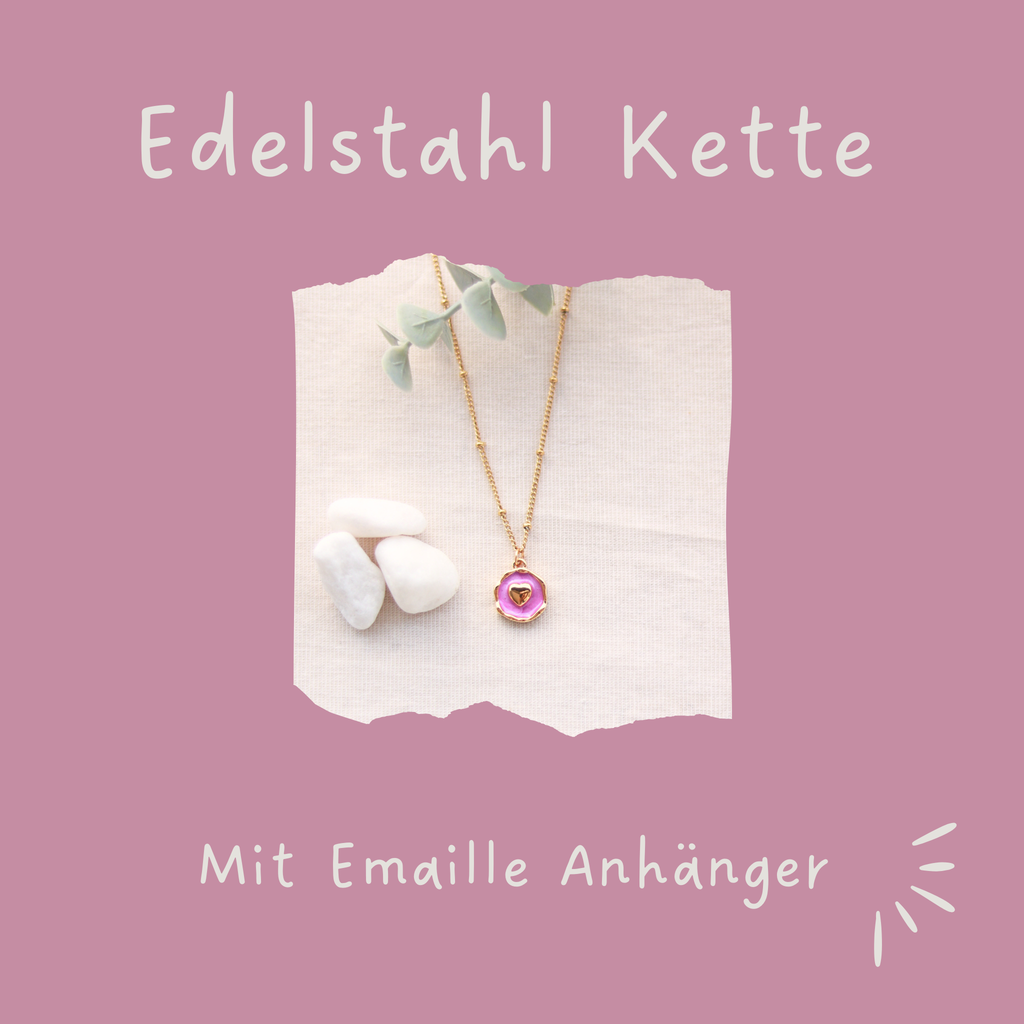 Heart | Halskette mit Emaille Anhänger | gold