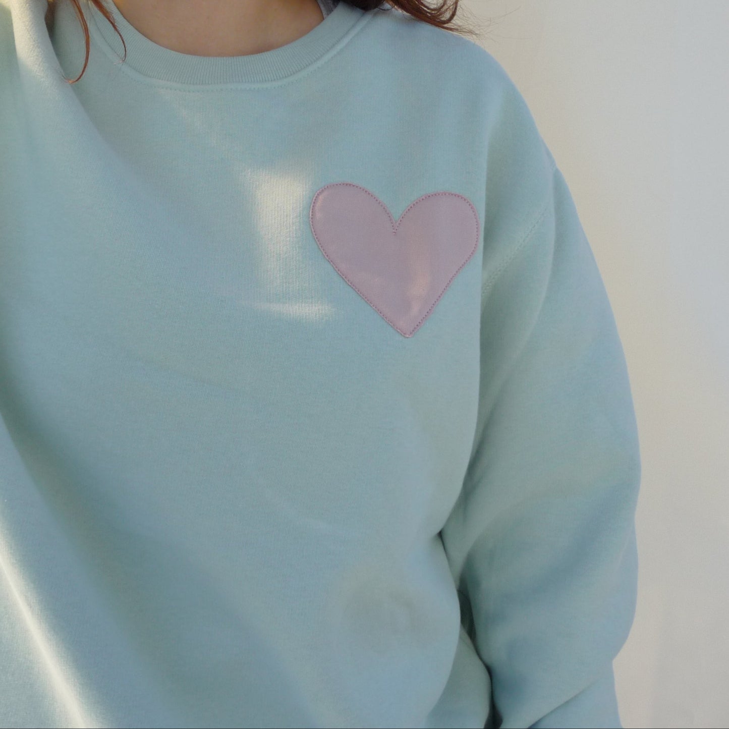 Herz applique Sweatshirt aqua grün