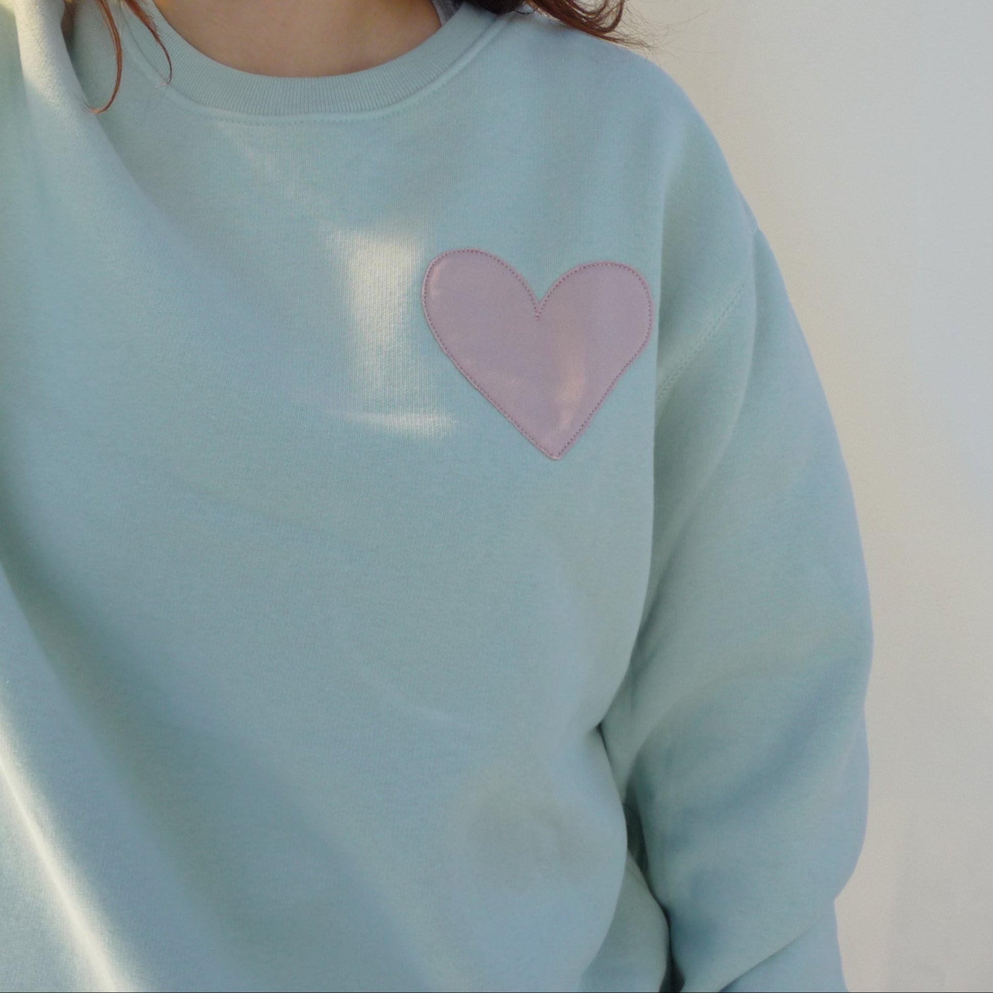 Herz applique Sweatshirt aqua grün