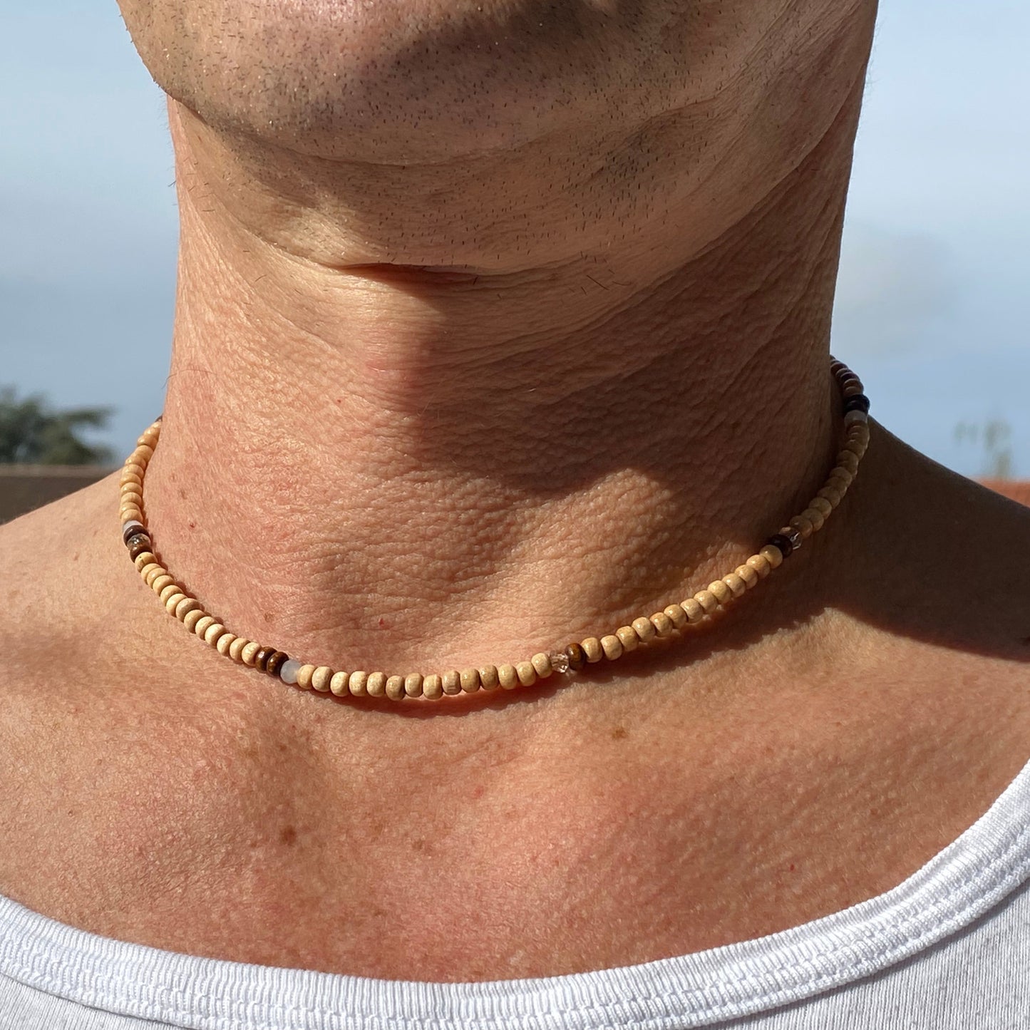 Holz Perlenkette braun herren unisex