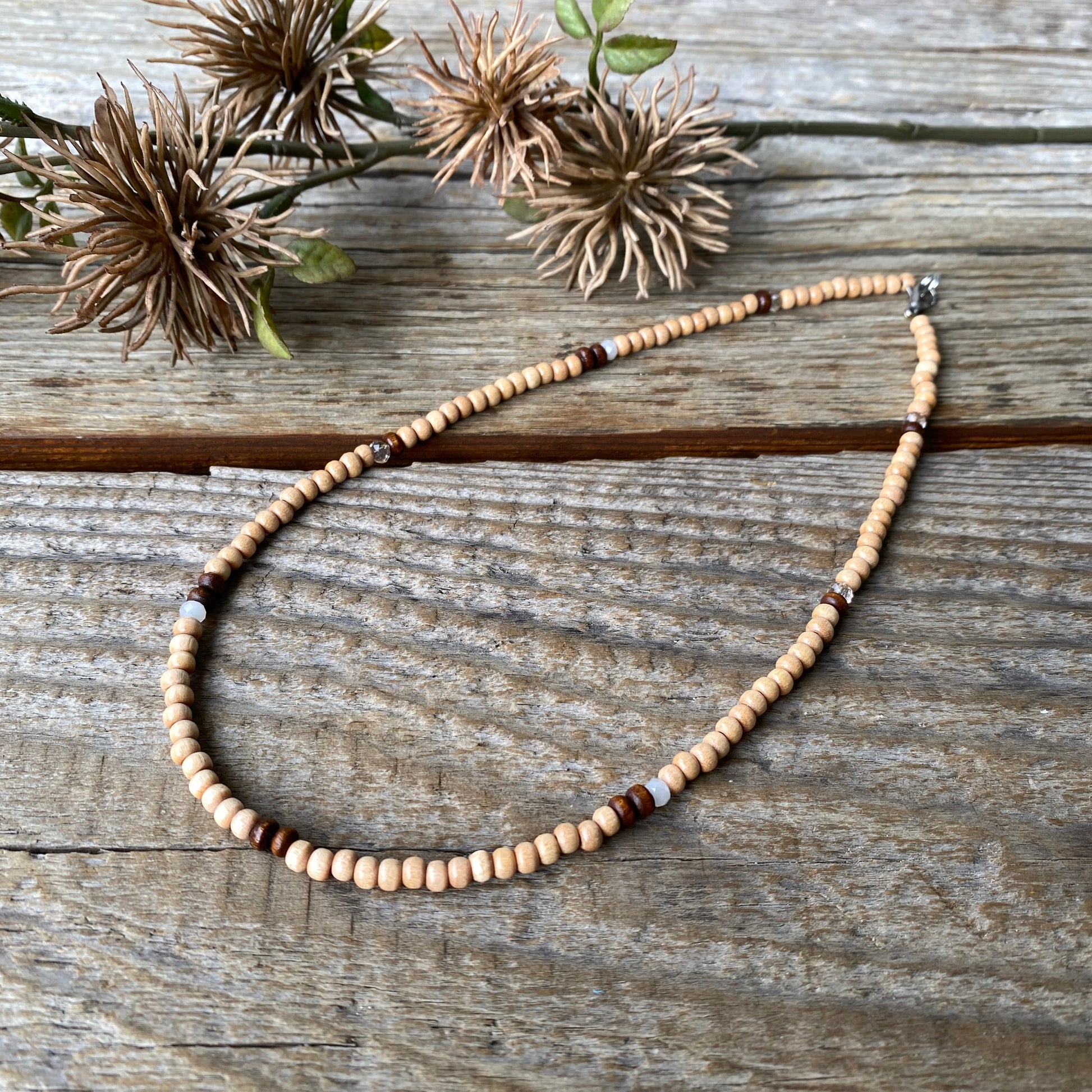 Holz Perlenkette braun herren unisex