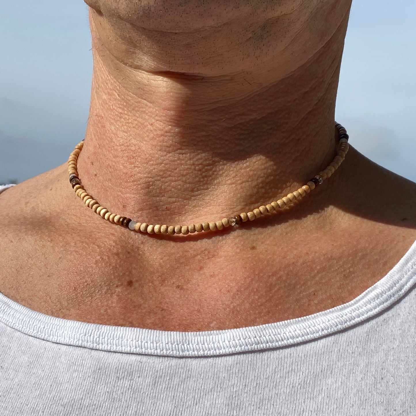 Holz Perlenkette braun herren unisex