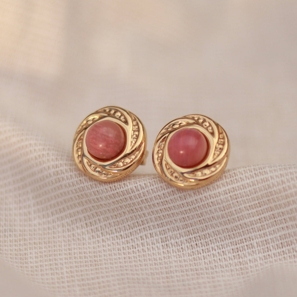 Aurora Rosa | Ohrstecker | Rhodonit | gold | altrosa