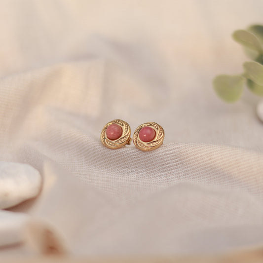 Aurora Rosa | Ohrstecker | Rhodonit | gold | altrosa