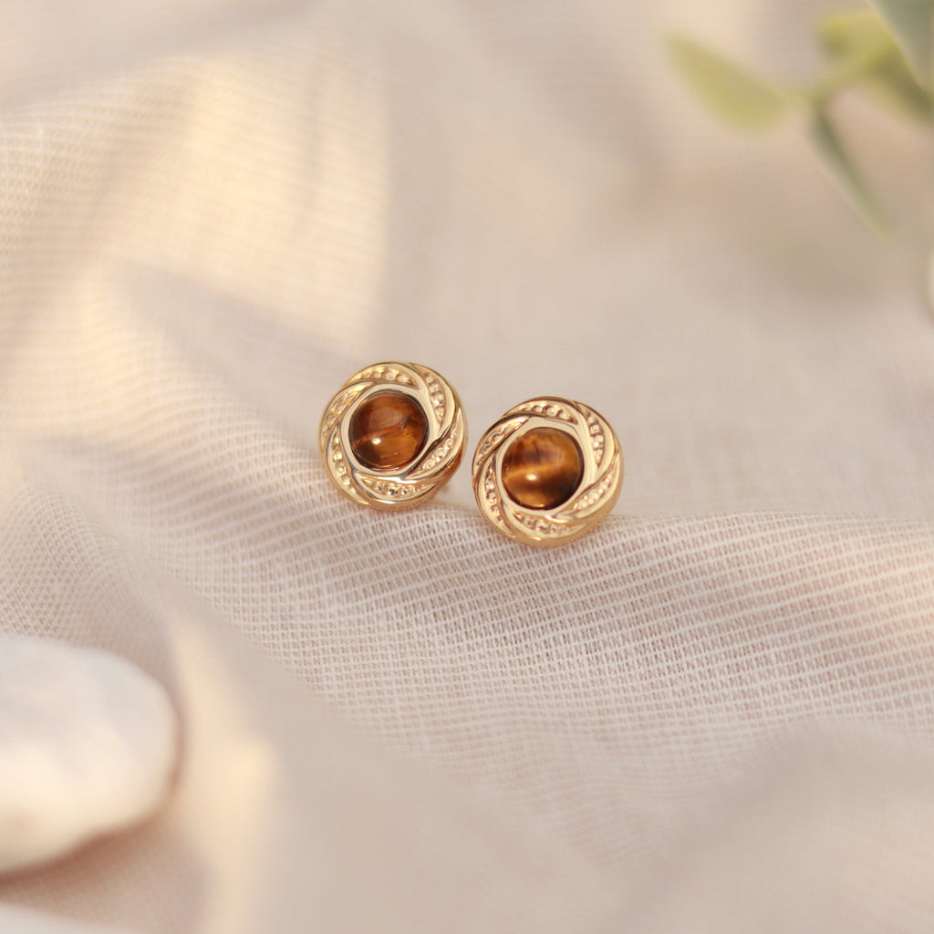 Golden Eye | Ohrstecker | Tigerauge | gold | braun