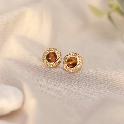 Golden Eye | Ohrstecker | Tigerauge | gold | braun