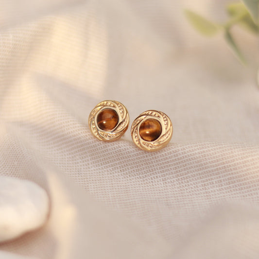 Golden Eye | Ohrstecker | Tigerauge | gold | braun