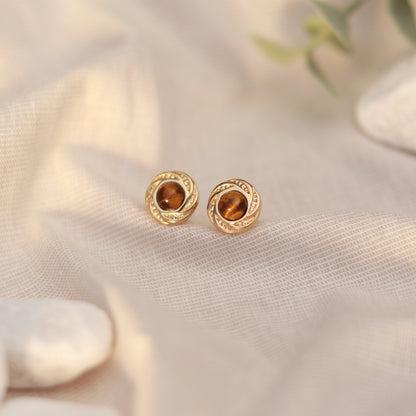 Golden Eye | Ohrstecker | Tigerauge | gold | braun