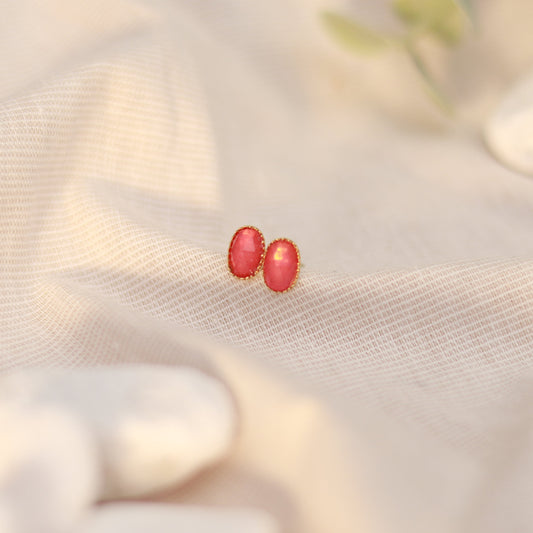 Golden Coral | Mini Ohrstecker | Spinell | gold | korallenrot