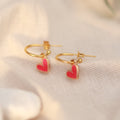 Golden Love | Creolen | Emaille Herz Anhänger | gold | pink