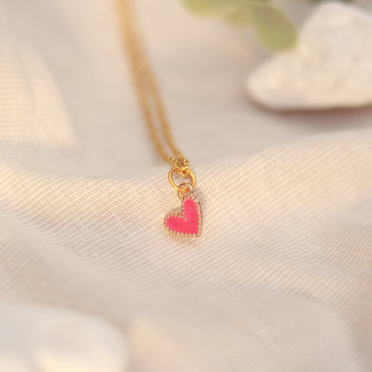 Golden Love | Halskette | Emaille Herz Anhänger | gold | pink