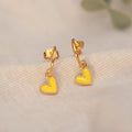 Golden Love | Creolen | Emaille Herz Anhänger | gold | gelb