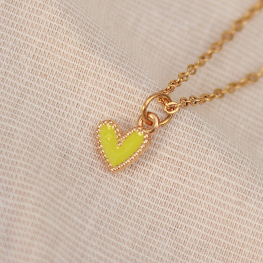 Golden Love | Halskette | Emaille Herz Anhänger | gold | grün