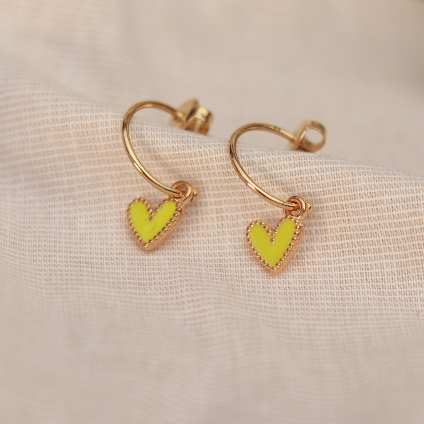 Golden Love | Creolen | Emaille Herz Anhänger | gold | grün