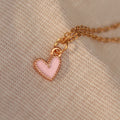 Golden Love | Halskette mit Emaille Herz Anhänger | gold | rosa