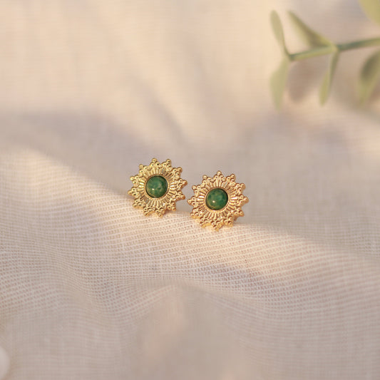 Starlight Green | Ohrstecker | Achat | gold | grün