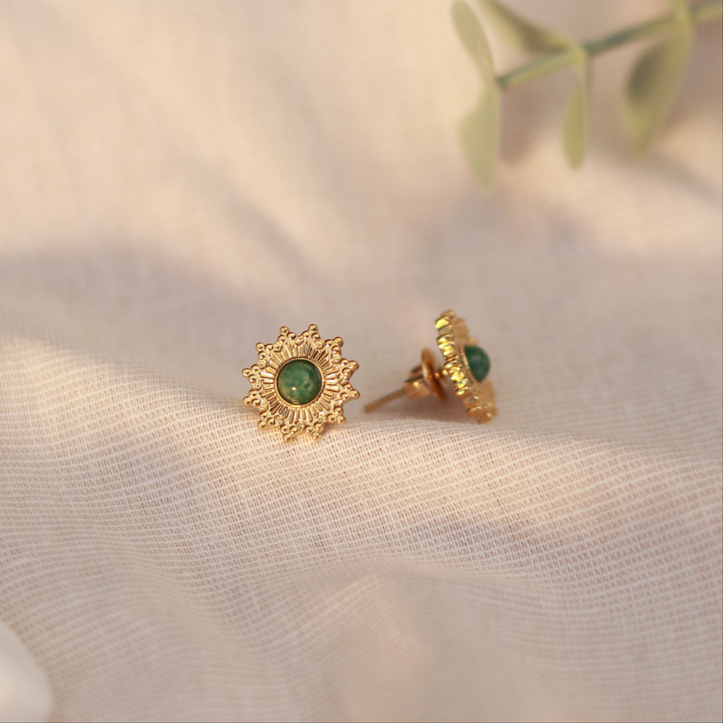 Starlight Green | Ohrstecker | Achat | gold | grün
