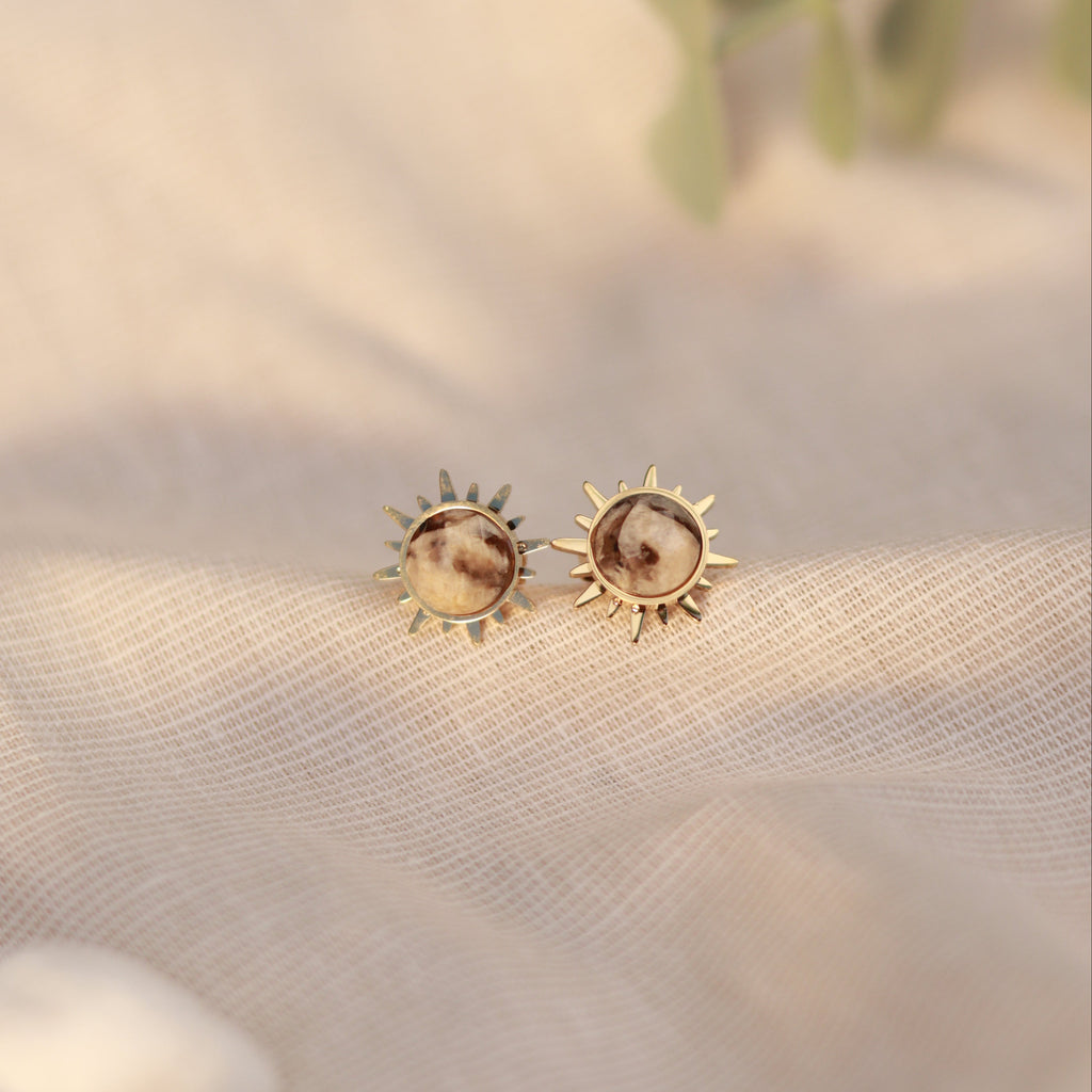 Sunlit Marble | Ohrstecker | Aragonit | gold | creme | marmoriert