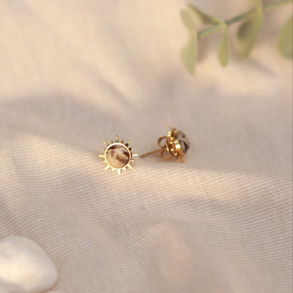 Sunlit Marble | Ohrstecker | Aragonit | gold | creme | marmoriert